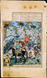 Esfandiyar and His Army Manuscript belysning fra det episke Shahname av Ferdowsi