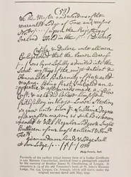 Tidligste kjente sertifikat (irsk) med segl fra Grand Lodge, 1762