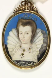 En dame tradisjonelt identifisert som Elizabeth Brugge, Lady Kennedy (akvarell på vellum)