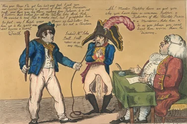 Bleier på slep, 1803 (håndfarget etsning)