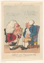 Spotprent op de dorpsarts, 1799 Ghost of the Village Doctor! (tittel på objekt) Familiar Ghosts (serietittel på objekt)