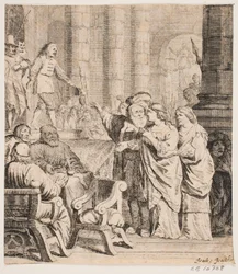 Komposisjon med figurer i drakt fra 1600-tallet
