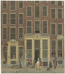 Bokhandelen og lotterikontoret til Jan de Groot i Kalverstraat i Amsterdam