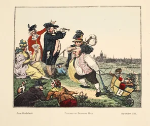 Pastimes of Primrose Hill, 1791 (håndfarget gravering)
