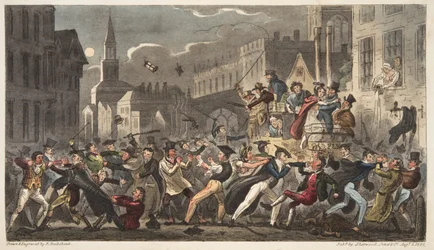 Town and Gown, fra The English Spy, pub. 1824 (håndfarget gravering)