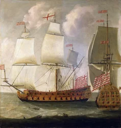 Dobbel beskrivelse av et bevæpnet skip «Indiaman», fra kong William III (William III) av Englands tid (1650-1702), fra East India Company