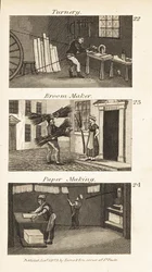 Handler i Regency England: Dreieri, kostemaker og papirfremstilling