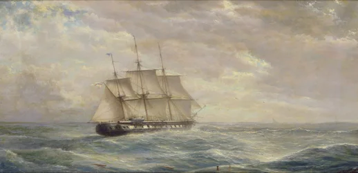 Britisk skip på åpent hav, 1876