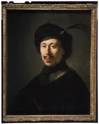 Ung mann i en kløft og plymet hette, ca. 1630