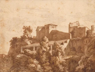 Utsikt over noen hus (Tivoli?)
