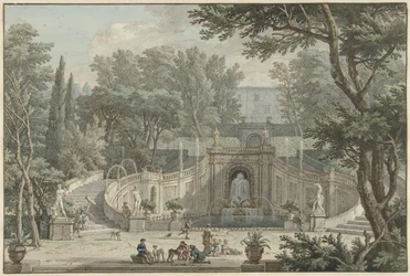 Utsikt over hagen til Villa d’Este i Tivoli, ca. 1725