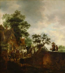 Reisende som stopper på et vertshus, 1645