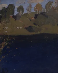 Ved en innsjø. Høst, 1890-tallet