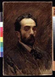 Selvportrett. Maleri av Isaac Ilyich Levitan (1860-1900). olje på lerret, sent 1890. Russisk kunst, 1800-tallsportrett. Statens Tretyakov-galleri, Moskva.
