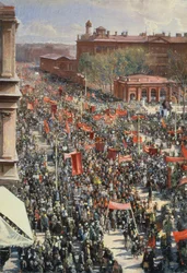 Demonstrasjon på 25. oktober aveny, skisse for 1934-maleriet i Tretyakov Gallery, 1930