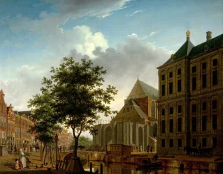 Baksiden av Nieuwe Kerk og rådhuset, Amsterdam, Holland