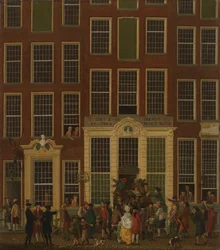 Bokhandelen og lotteribyrået til Jan de Groot i Kalverstraat i Amsterdam, 1779