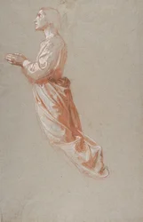 Engel øvre register, studie for veggmalerier i kapellet Saint Remi, Sainte-Clotilde..., 19t