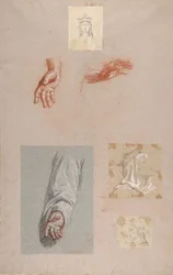en. Hands of Saint Remi nedre register, f. Leder av Saint Clotilde øvre register..., 1800-tallet