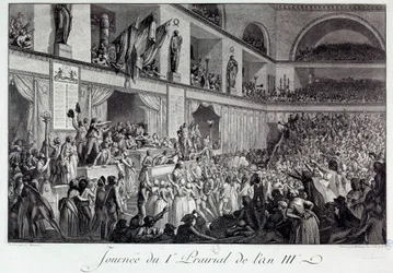 Den franske revolusjonen: dagen for folkets opprør mot sult i I Prairial of Year III (20/05/1795): Befolkningen invaderte konvensjonen og massakrerte deputerte Jean Bertrand Feraud (1759-1795), som hadde ansvaret for forsyningen av Paris, som opp