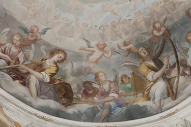 Engler, musikerengler og puttos, detalj av paradis med evig far, ca. 1623-34 (detalj av 3496185)