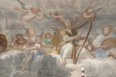 Engler, musikerengler og puttos, detalj av paradis med evig far, ca. 1623-34 (detalj av 3496185)