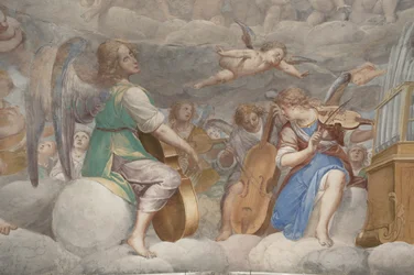 Engler, musikerengler og puttos, detalj av paradis med evig far, ca. 1623-34 (detalj av 3496185)
