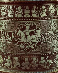 Detalj fra en lampe, fra Egypt, 1282 (kobber og sølv)
