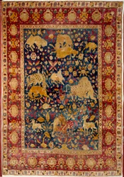 Islamsk kunst: Silketeppe med dyredekorasjon "" Peytel"". Laget i Kashan. Paris fra 1500-tallet, Louvre-museet