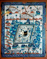 Islamsk kunst: utsikt over Mekka og Kaaba (Ka