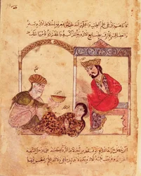 Ms.Arabe 3465 fol.78 En medisinsk konsultasjon, fra boken Kalila og Dimna