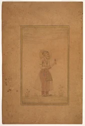 Portrett av Shah Jahan, midten av 1600-tallet (ugjennomsiktig akvarell og gull på bambuspapir)