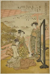 Bildekunstner g Gow at Matsuzaki (Matsuzaki no Sekisho), fra Te-serien ``English ght Fasio Nabe Views of Edo (Furu Eight Views of Edo)