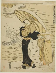 Evening Snow at Ikenohata (Ikenohata bosetsu), fra serien "Evening Snow at Ikenohata"