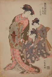 Oiran Ukita fra Kanaya-huset, fra serien: Nye modeller av unge spirer (jenter) / Hinagata Wakana no Hatsumoyo