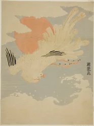 Phoenix flyr over bølger foran Morning Sun