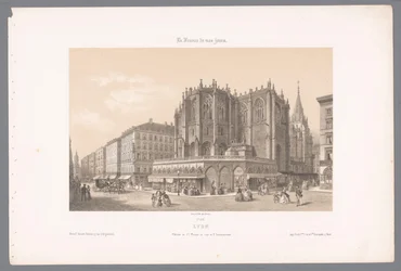 Zicht op de kerk Saint-Nizier en de rue de l'Impératrice te Lyon Lyon. Apsis av St. Nizier og Rue de l'Impératrice (tittel på objekt) Hedendaags Frankrijk (serietittel) France Today (serietittel på objekt)