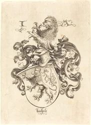 Våpenskjold med løve, ca. 14801490.