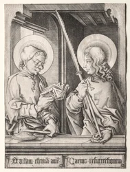 De tolv apostlene ved gotiske vinduer: St. Matthias og St. Judas Thaddaeus.