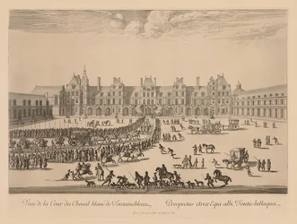 Utsikt over Cour du Cheval-Blanc i Fontainebleau, 1667.