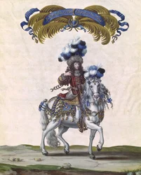 Prinsen av Conde som keiseren av Tyrkia, en del av karusellen gitt av Louis XIV (1638-1715) foran Tuileriene, 5. juni 1662