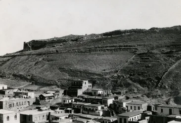 Utsikt over hellenistiske murer i det nordøstlige hjørnet av Akropolis, Amman, Jordan