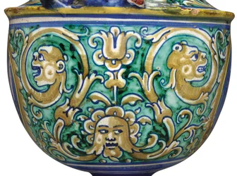 En Deruta maiolica vase med to håndtak, ca. 1525-50