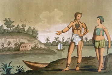 A Man and Woman of the island of Pogghy , plate nr.49 fra Costumi dei.