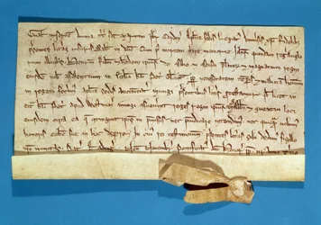 En formell protest over salvelsen av Henry III (1207-72) i Gloucester, skrevet av den pavelige legat, kardinal Gualo, 1218