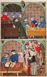 Legg til 27695 f.8 Å telle penger og betale lønn, fra Treatise on the Vices (vellum)