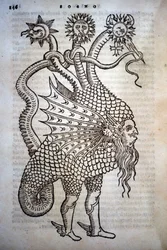 Alchimie: Monster Hybrid, i - "The Transmutatione Metallica Sogni Tre" av Giovanni Battista Nazari, redigert i Brescia i 1599.