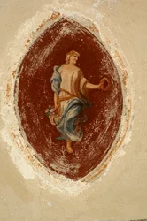 Allegory of Abundance, Fresco, Ternengo Gromo Palace (1500-tallet), middelalderkvarter i Piazzo, Biella, Piemonte, Italia