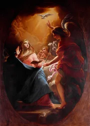Annunciation Anonym maleri av Roma fra 1600-tallet, Chiesa del Sacro Cuore