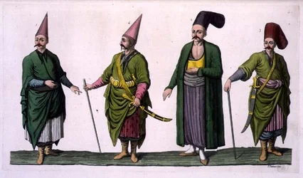 Bostandji, Khasseki og andre eksempler på osmanske drakter, plansje 5 fra del III, bind I av 